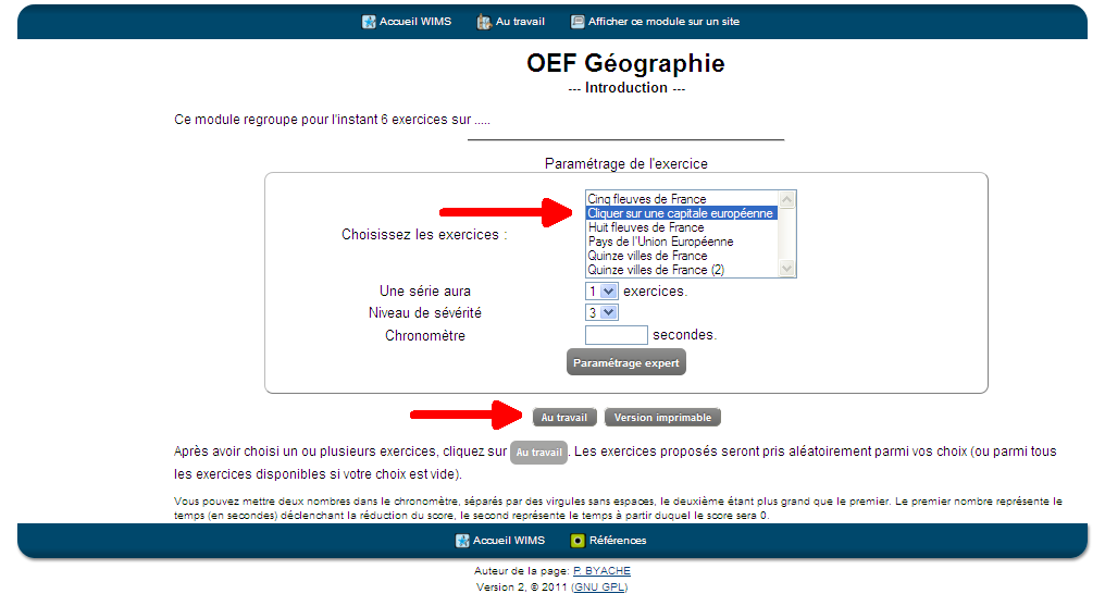 Choix d'un exercice de gographie